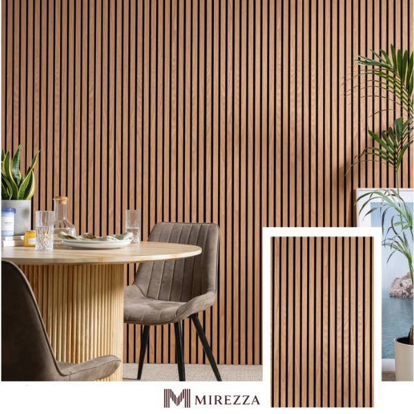 MIREZZA Signature Acoustic Slat Panel – Natural Oak