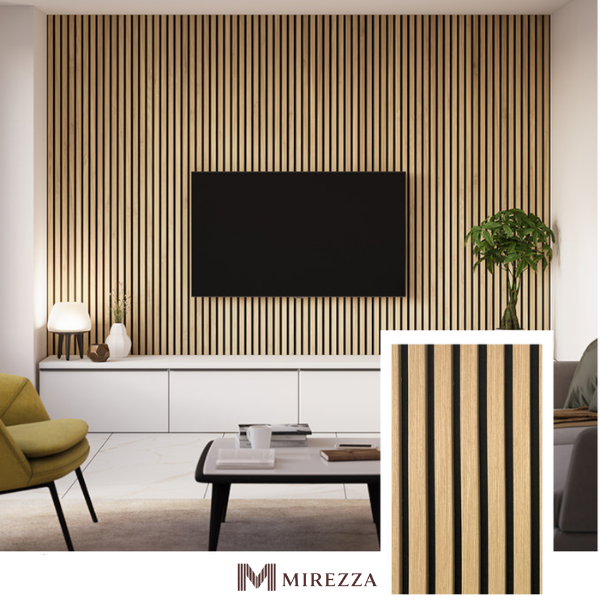 MIREZZA Signature Acoustic Slat Panel – Natural Oak